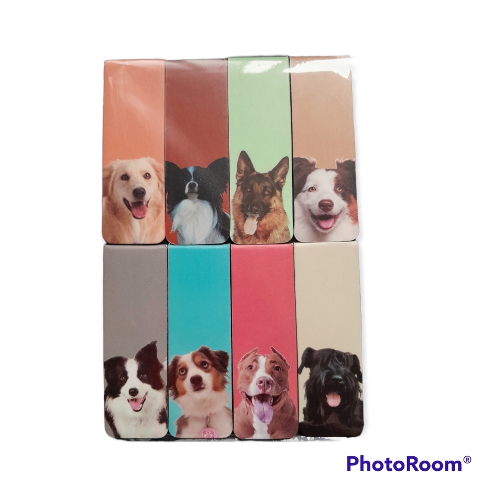 Magnetic Page Markers for Books, Dog Design, Pack of 8